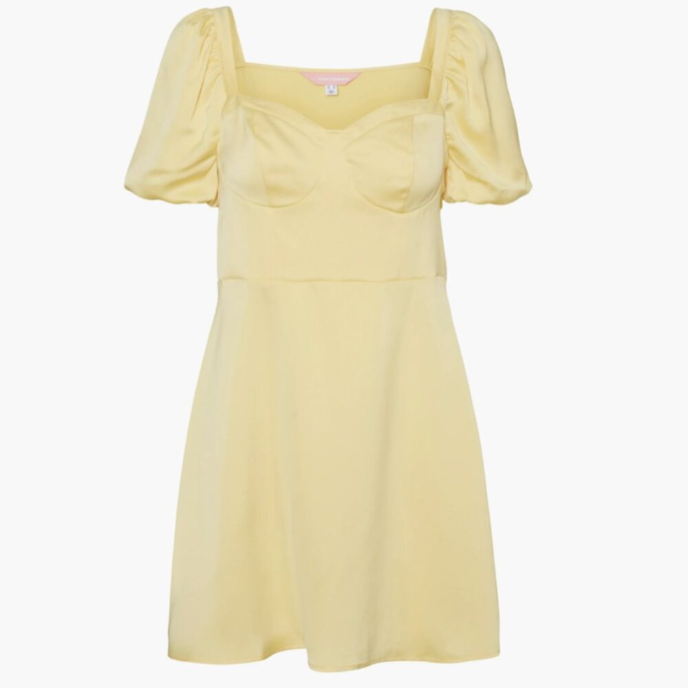 SOMETHING NEW Gloria Puff Sleeve Minidress, Medium, Popcorn NWT